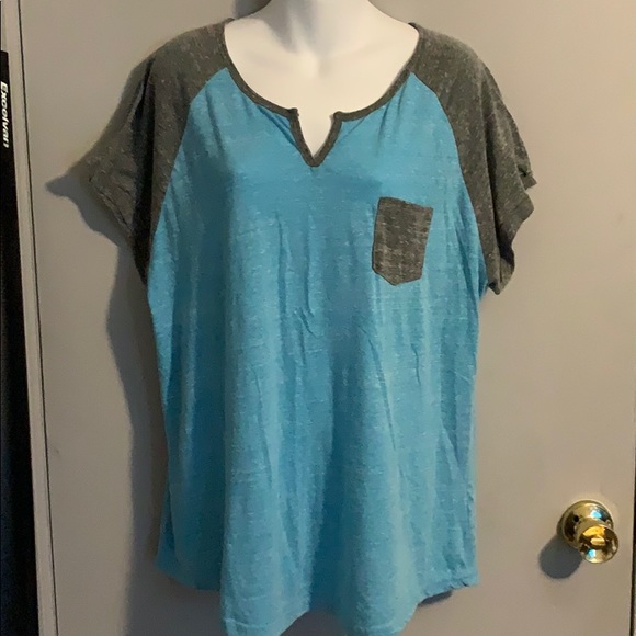 Women’s Blue Shirt with Gray Accent pocket&sleeves - Picture 1 of 4